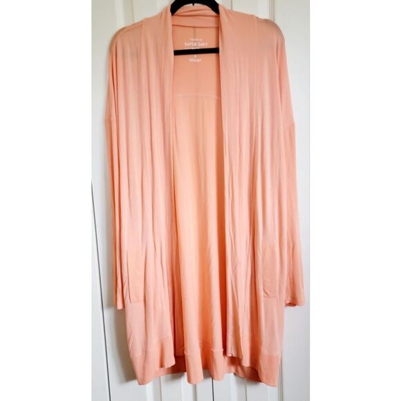 Torrid Supersoft 0 Open Cardigan Long Boyfriend Cardigan Sweater Peach‎ XL NEW - Picture 1 of 7